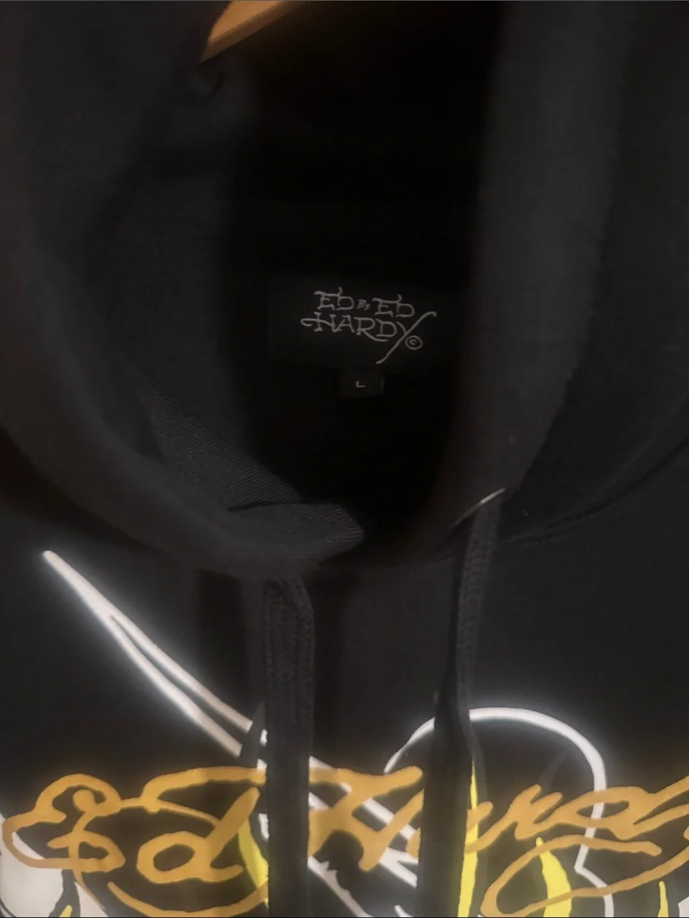 Ed Hardy Hoodie Mens Large Black
